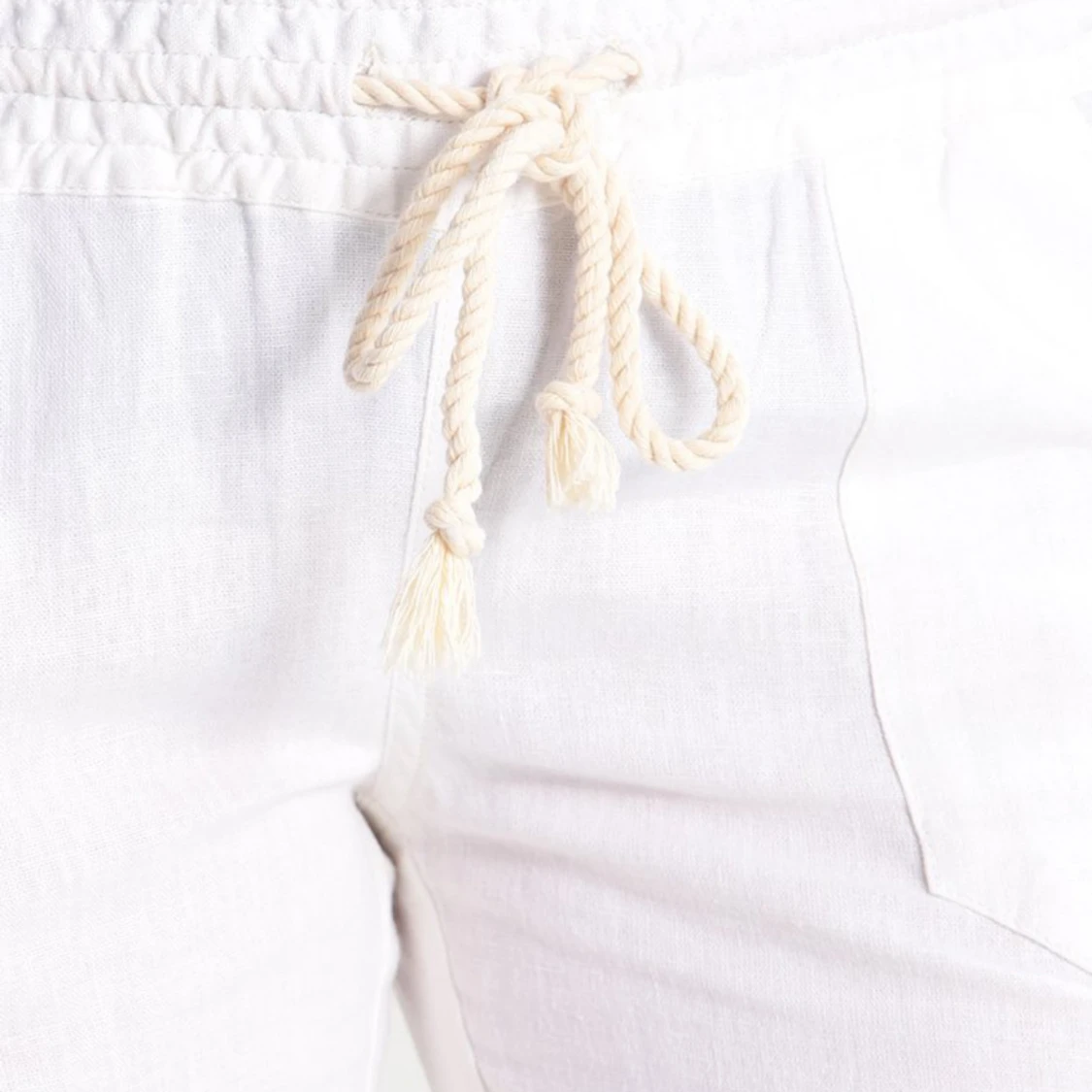 Vita linnebyxor med snörning - 2
