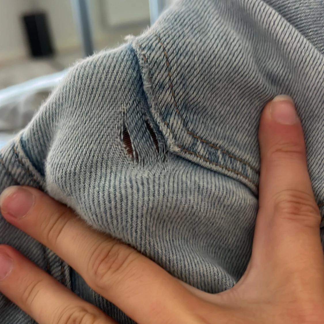 Ljusblå bootcut jeans låg midja - 3