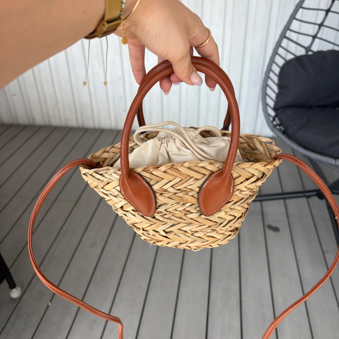 Strå flätad väska  - 1