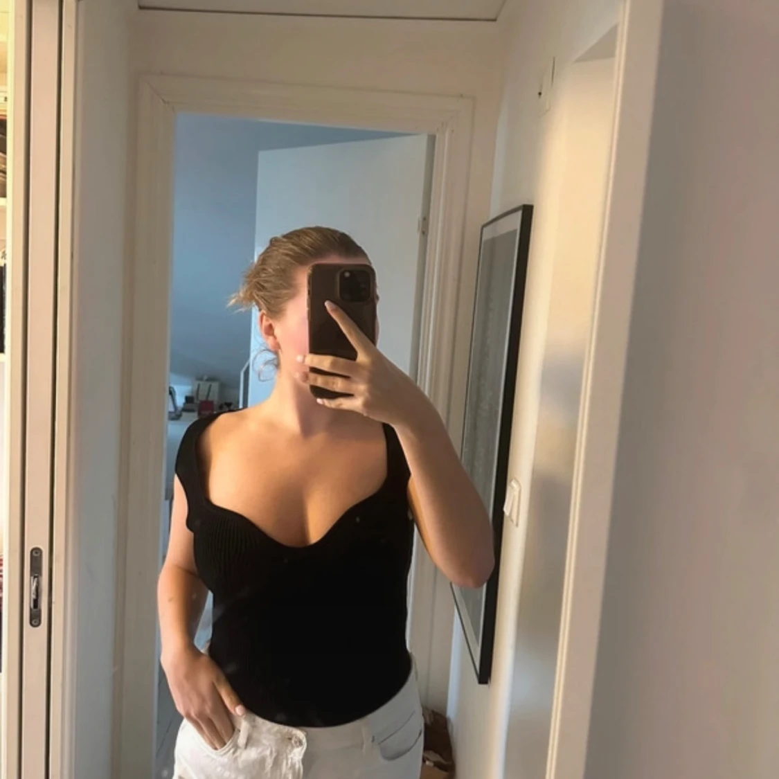 Svart stickad topp - 1