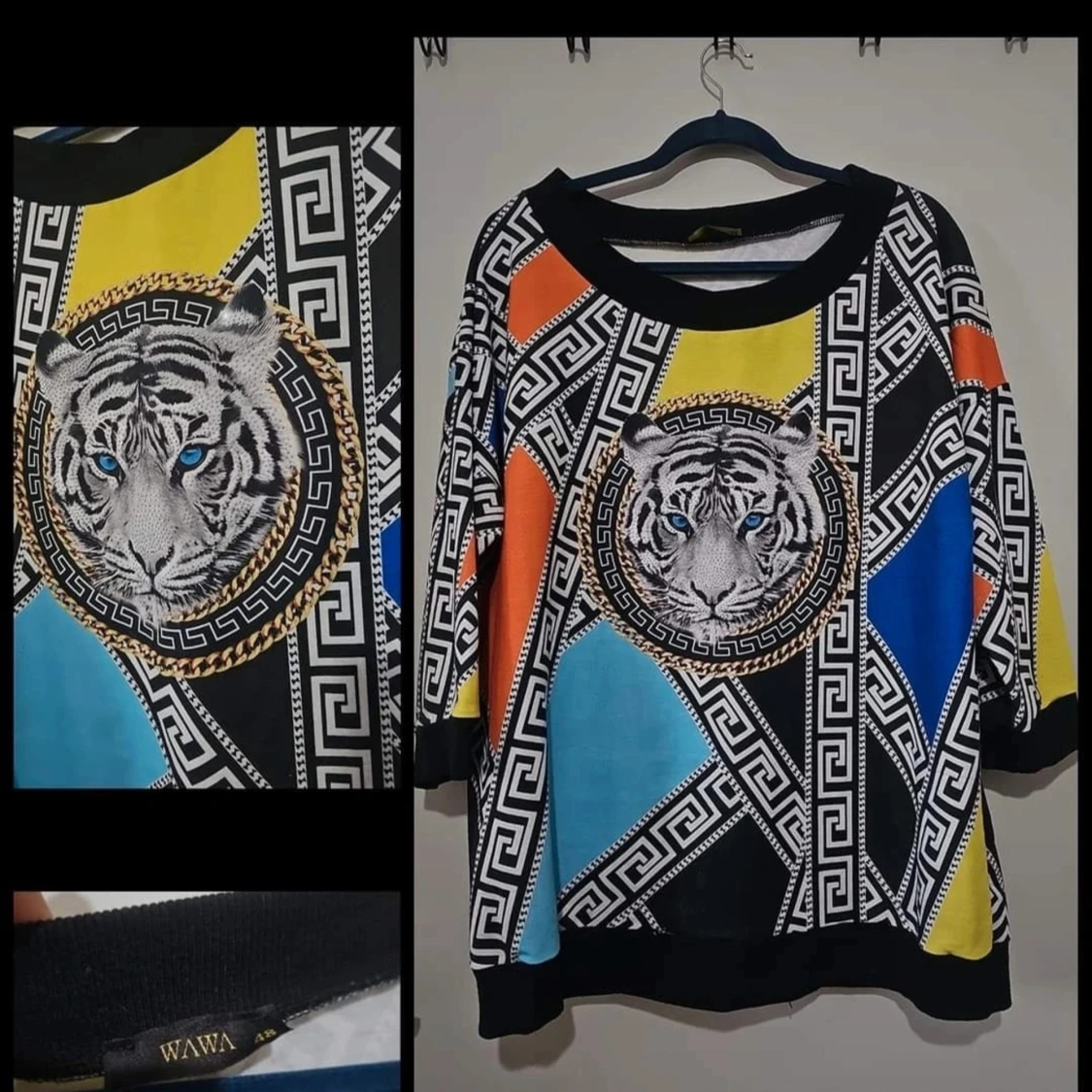 Färgglad tröja med tigertryck från Wawa