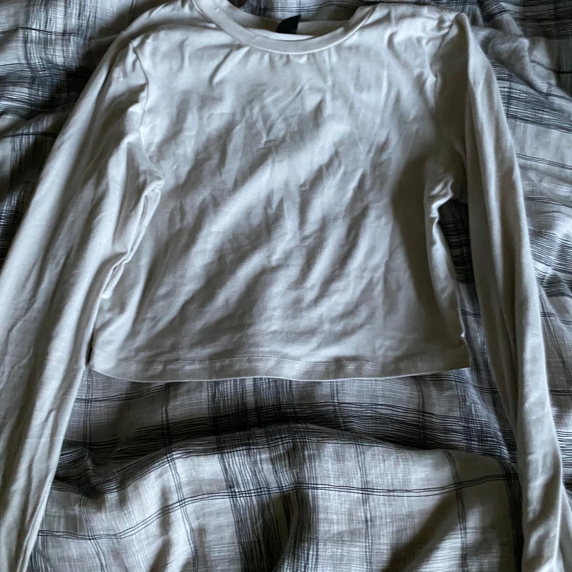 Vit långärmad croppad topp SHEIN