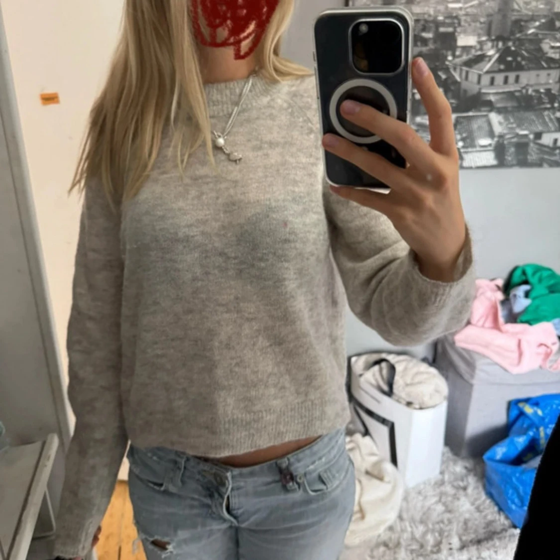 Beige stickad tröja - 1