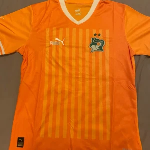 Elfenbenskusten kit  - Säljer en officiell matchtröja från Elfenbenskustens herrlandslag i fotboll. Tröjan är från Puma och kommer i den klassiska orangea färgen med gula ränder och landslagets emblem på bröstet, tillsammans med två stjärnor ovanför som symboliserar lagets framgångar.  🧵 Material: 100% polyester, DryCell-teknologi 📏 Storlek: Medium (herr) 🆕 Ny med tag kvar! 💯 Äkta vara från Puma  Perfekt för samlare, fans eller för dig som vill sticka ut på planen eller läktaren!  📦 Kan skickas eller mötas upp – hör a