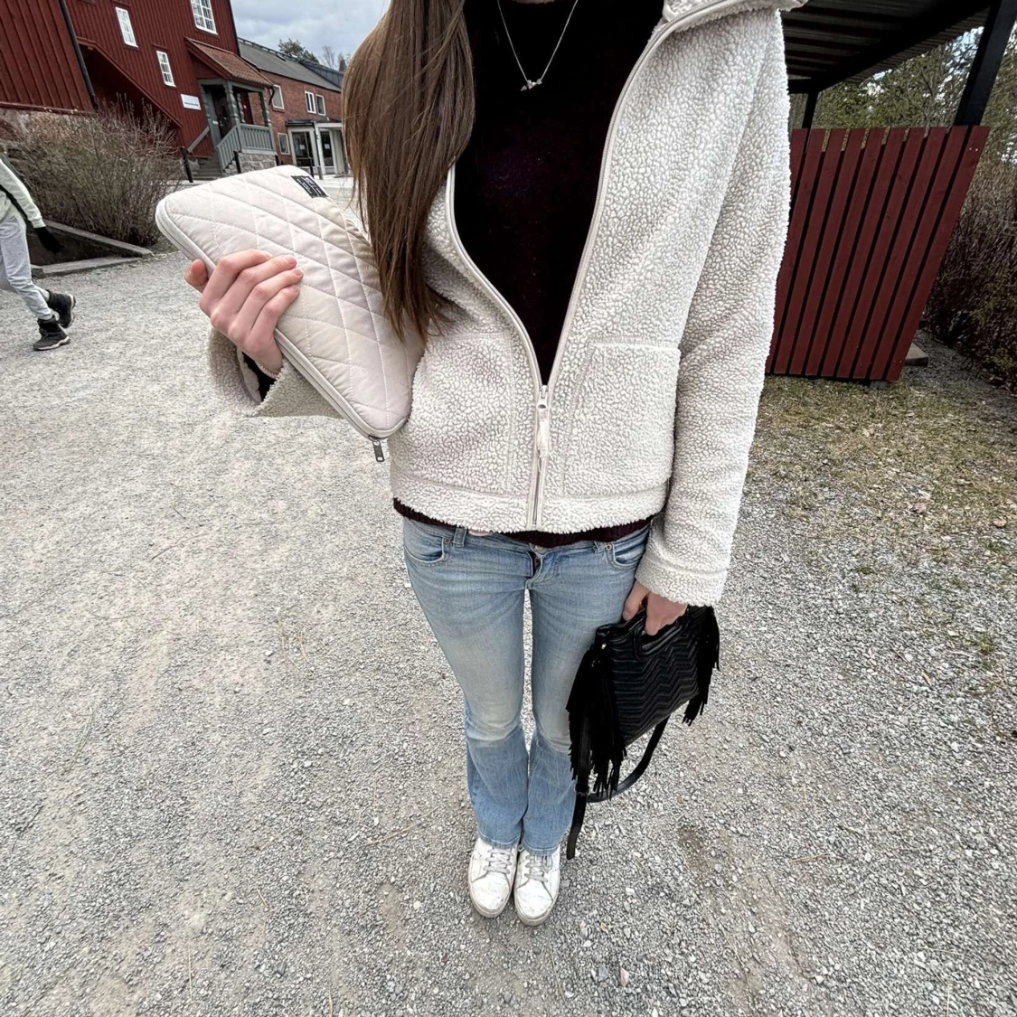 Vit teddyjacka med dragkedja - 1