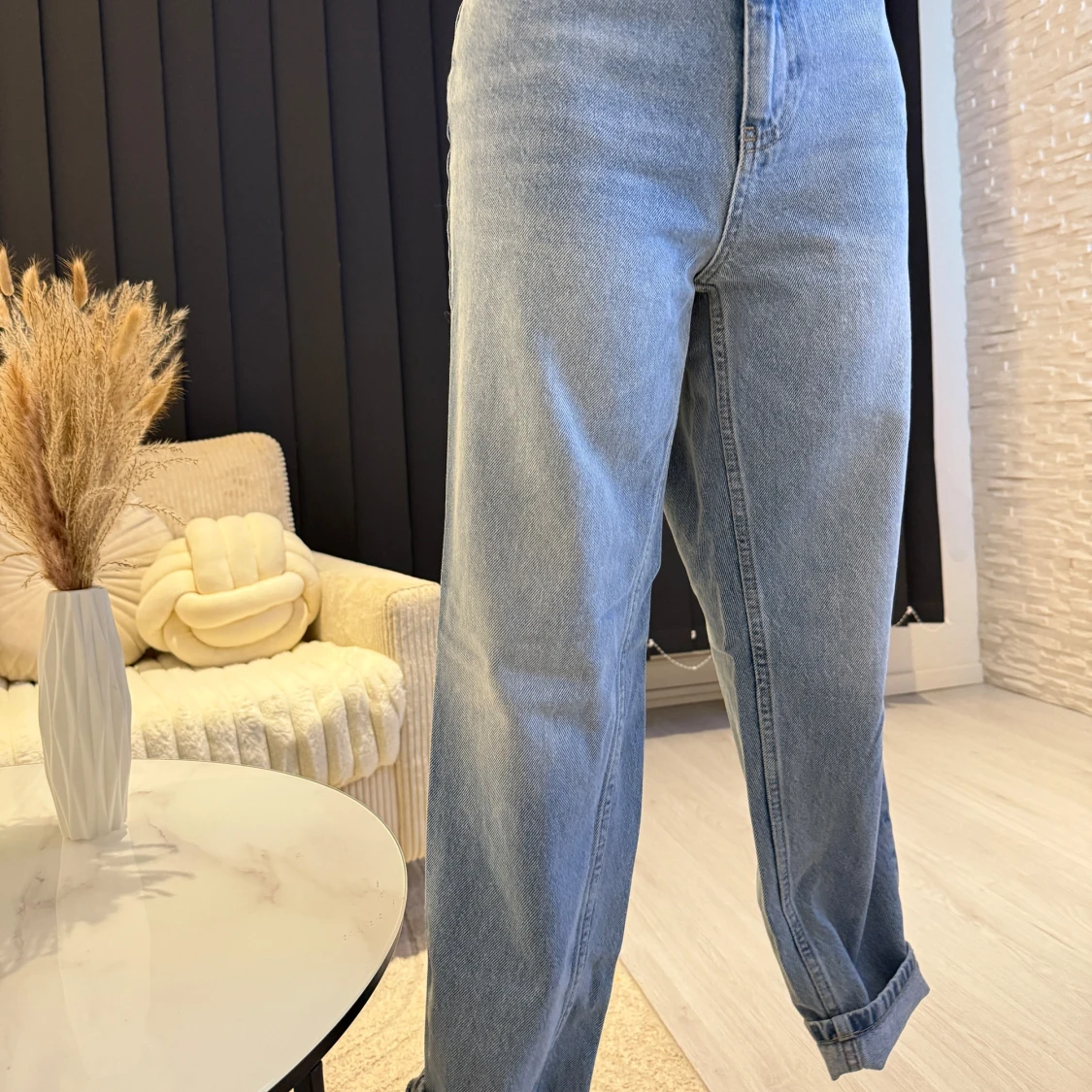 Blå högmidjade jeans - 2