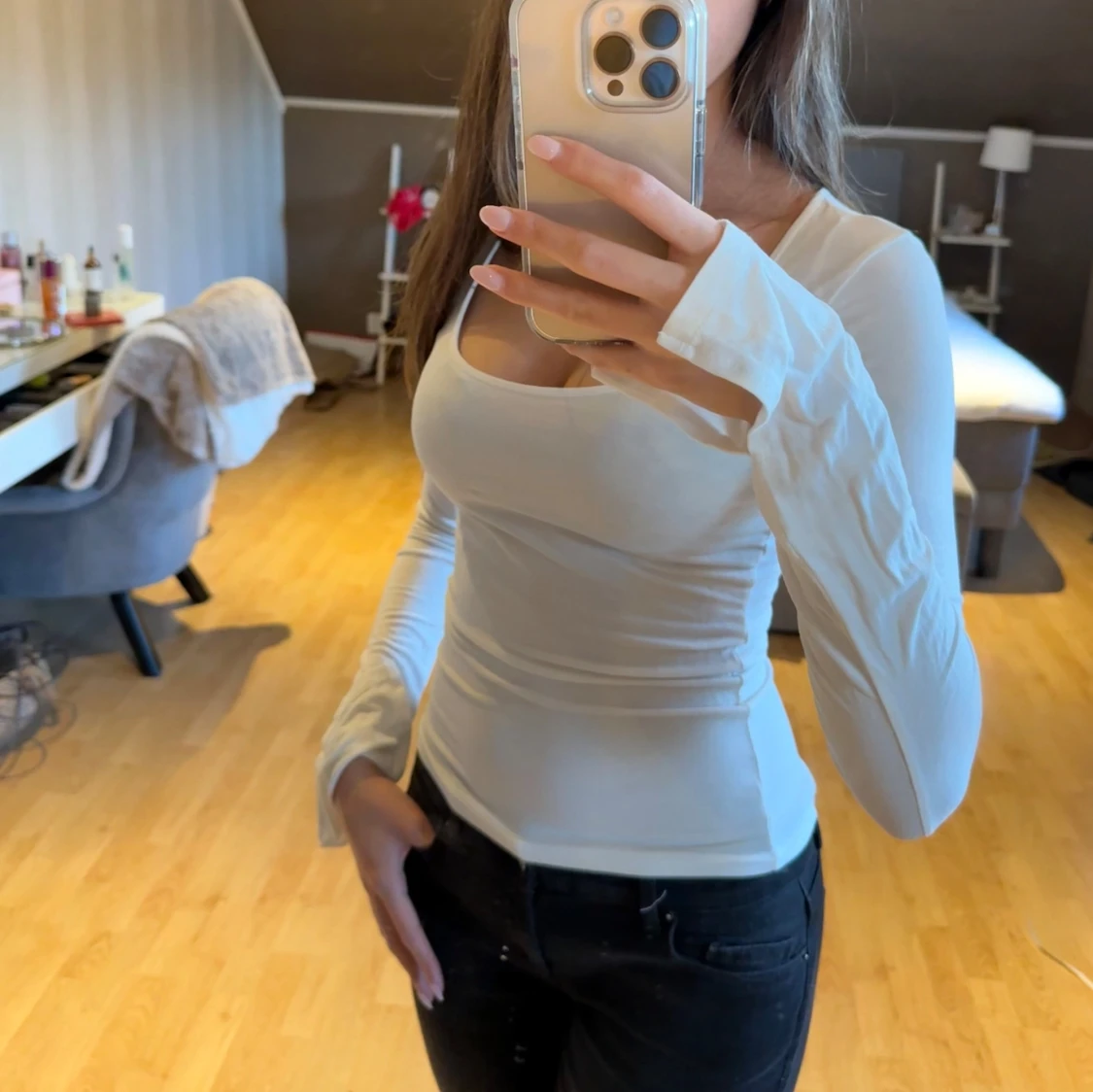 Vit långärmad topp