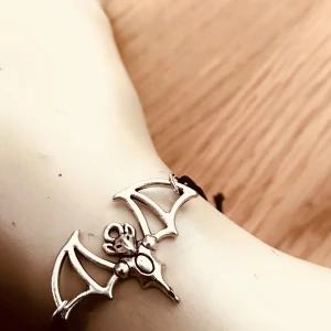 By prisförslag- Fladdermusarmband i silver - Unikt armband med en fladdermusberlock i silverfärg. Berlocken är fäst på ett justerbart svart snöre, vilket ger en cool och edgy look. Perfekt för dig som vill ha något annorlunda och stilfullt.
