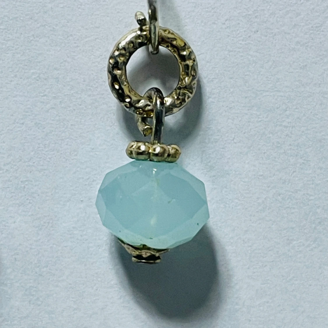 Earrings with light blue faceted glass beads - 4