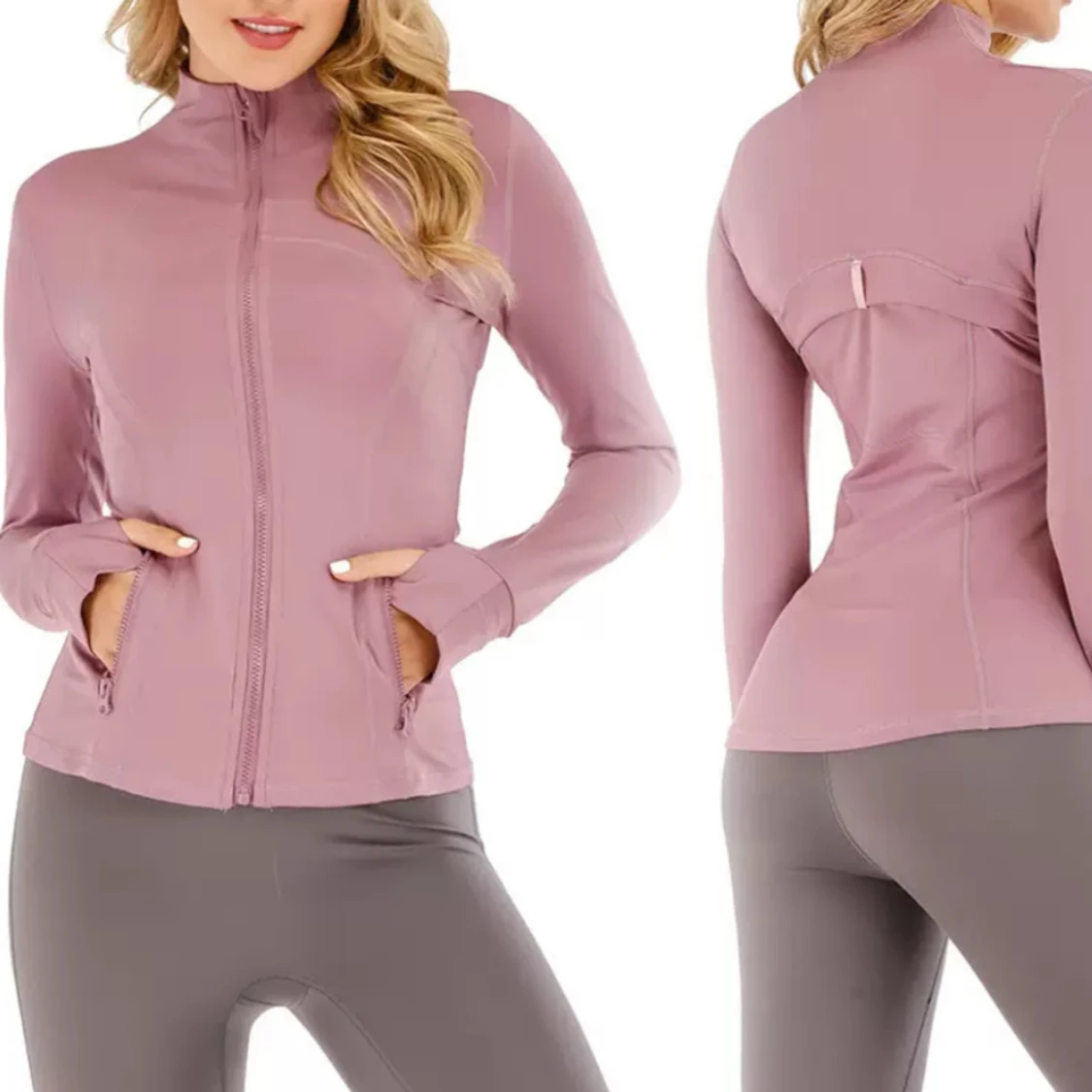 Grå träningsjacka med dragkedja (Lululemon)