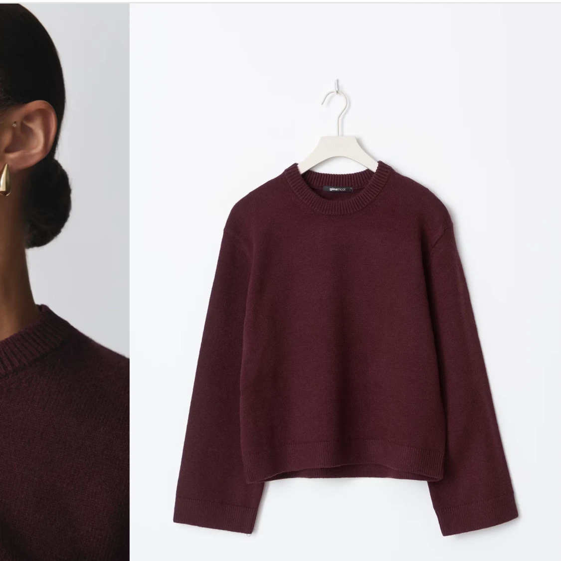 Vinröd stickad tröja