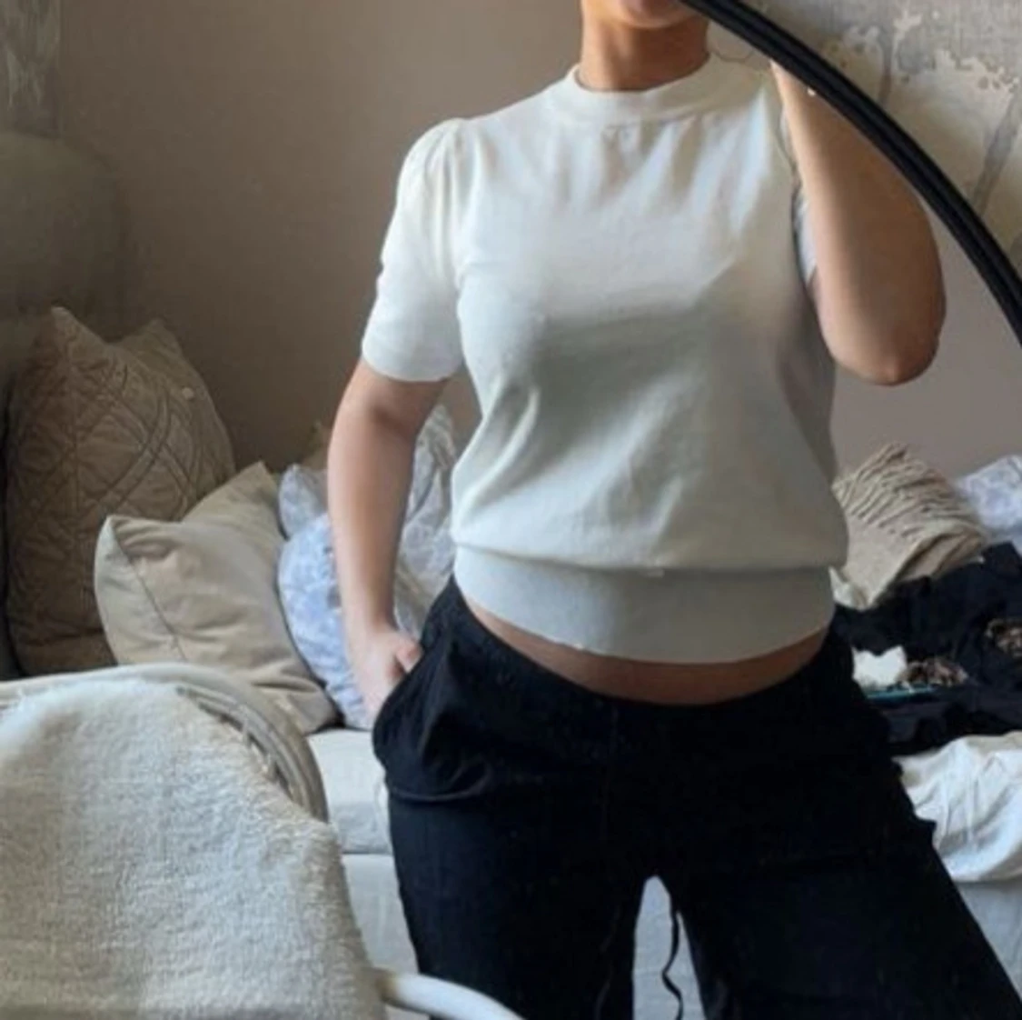 Vit puffärmad topp - 2