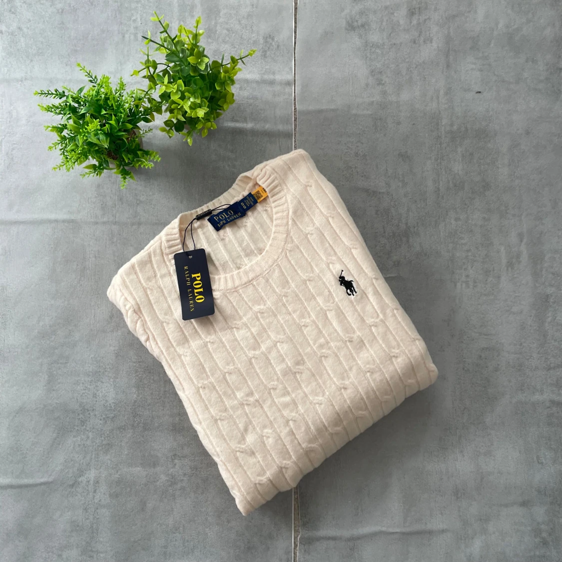 Beige kabelstickad tröja Polo Ralph Lauren