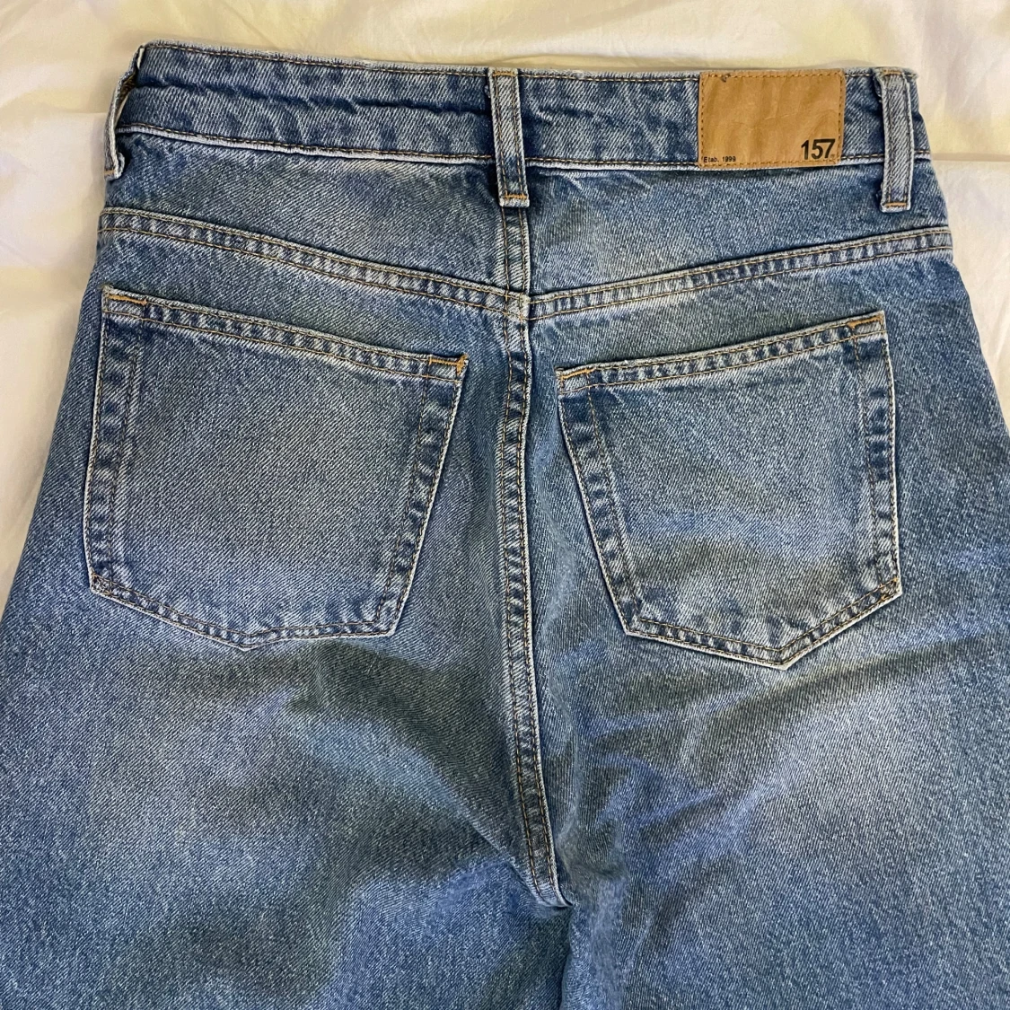 Blå ripped jeans från 157, storlek S - 4