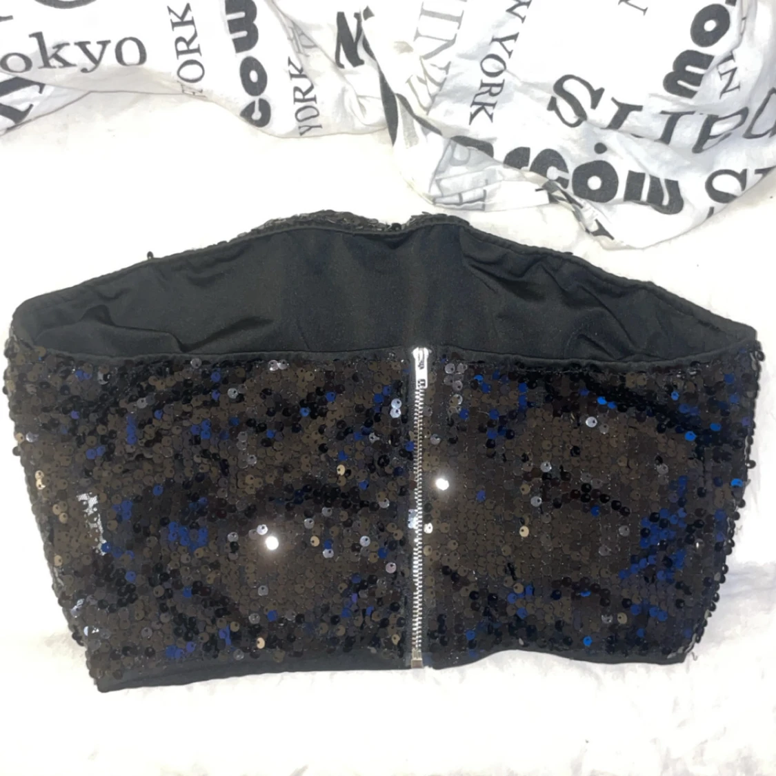 Svart paljett-tubtopp från SHEIN - 1