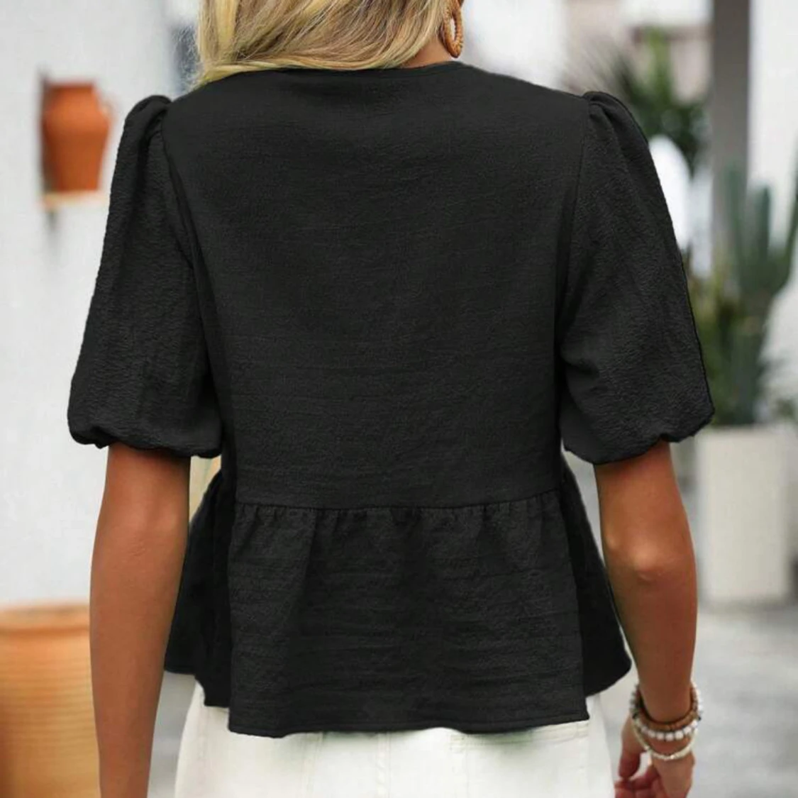 Blues med knyten och puffärmar - 1