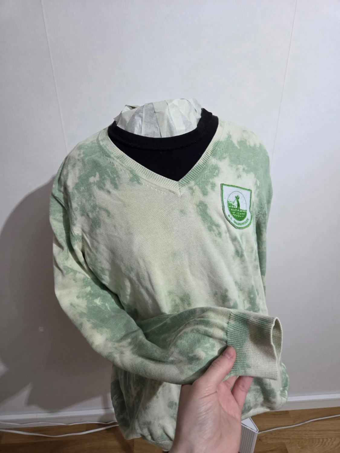 Grönvit v-ringad tröja G.C. Spaarnwoude - 1