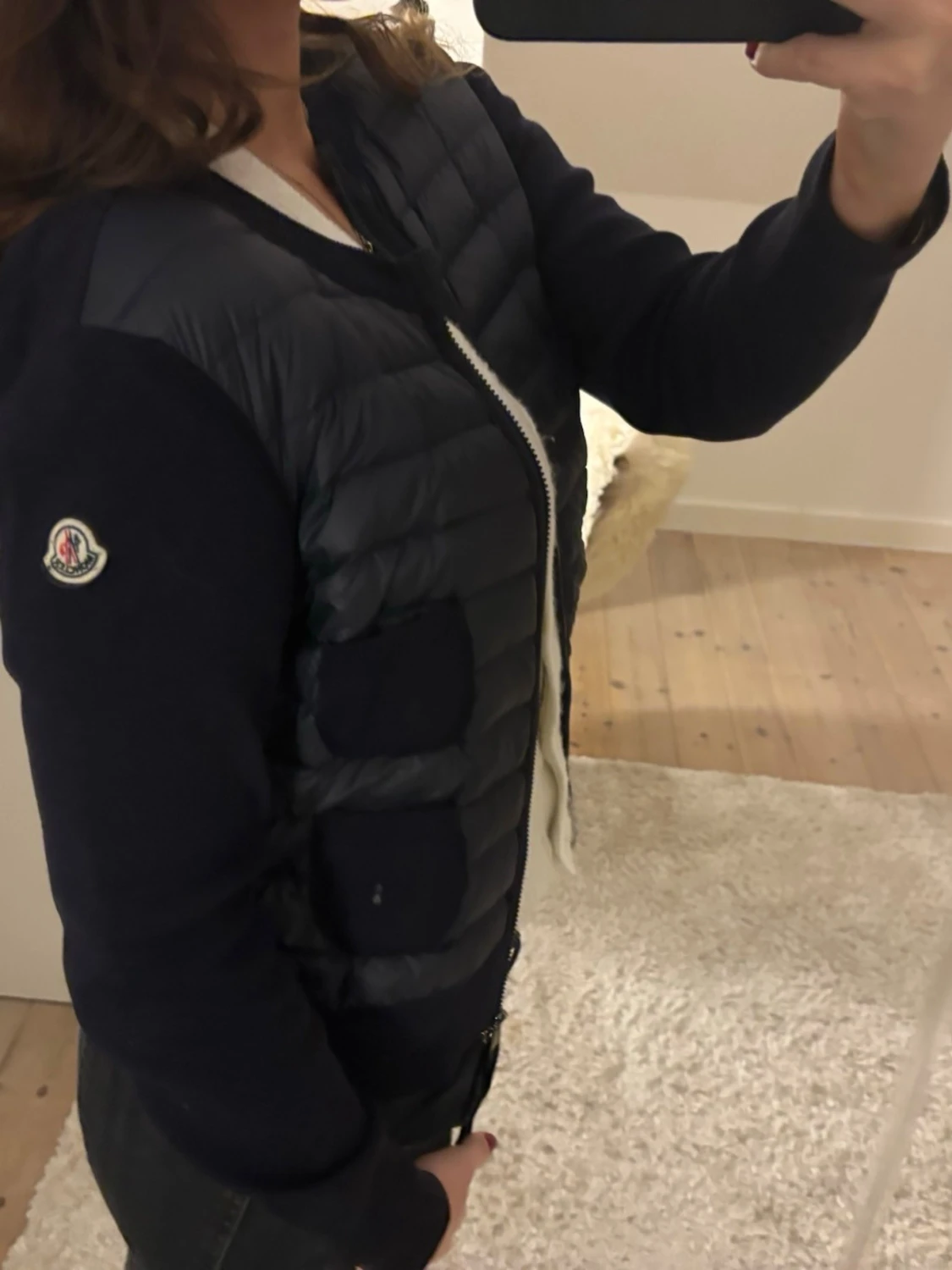 Mörkblå quiltad cardigan jacka Moncler - 1