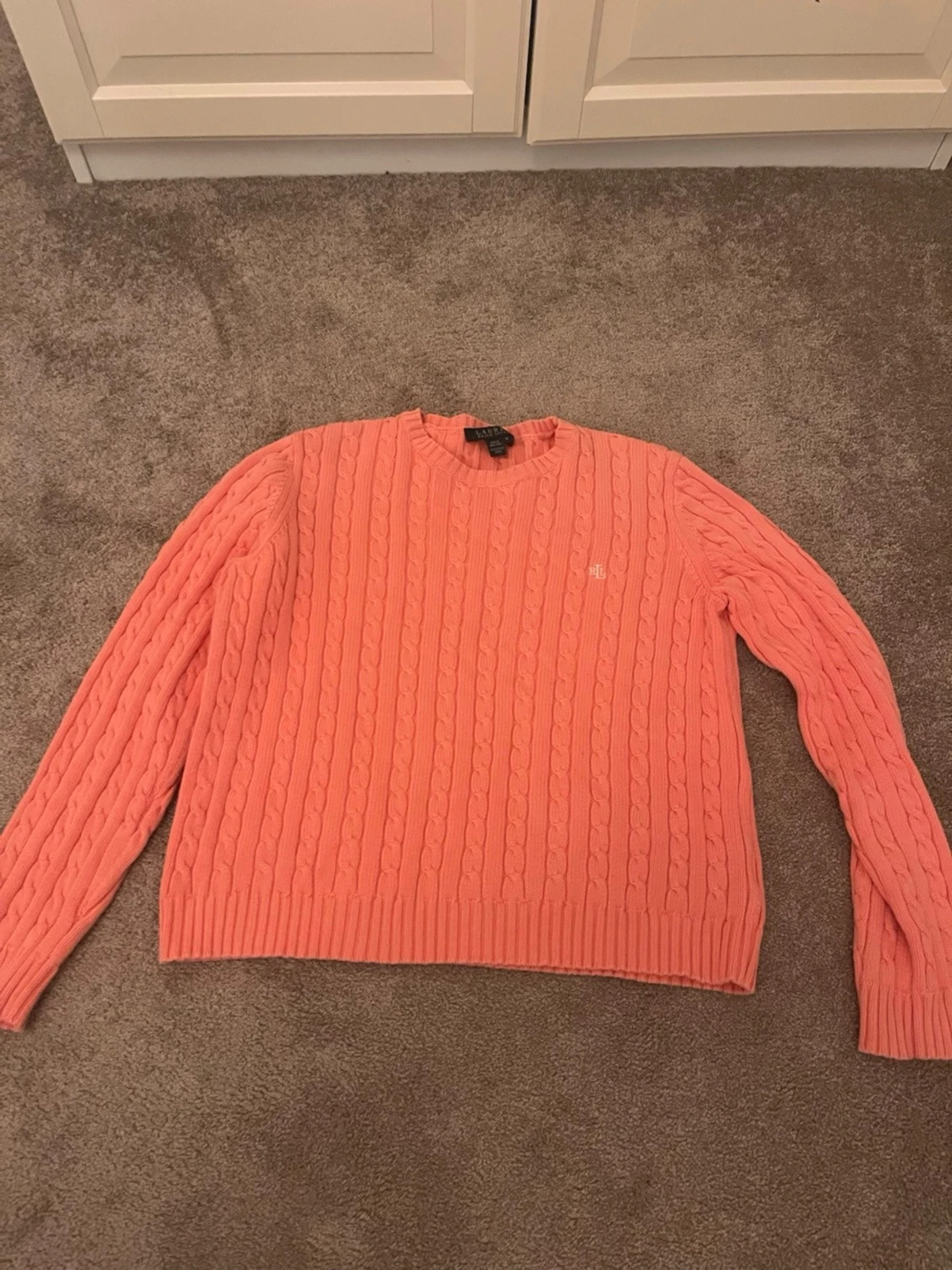 Rosa kabelstickad tröja Lauren Ralph Lauren