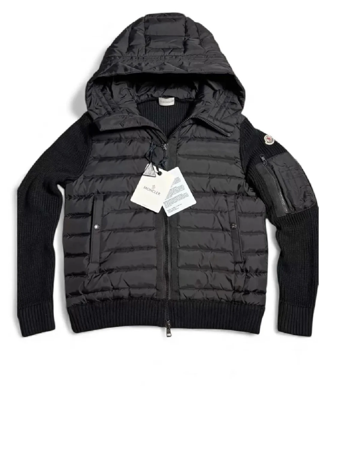 Svart Moncler pufferjacka med huva