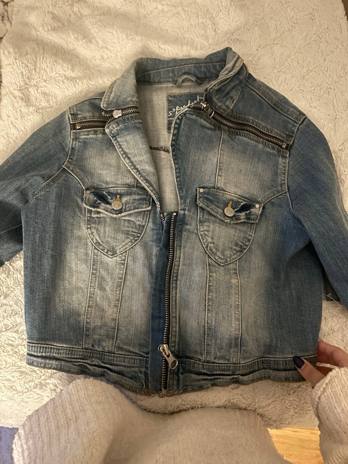 Skit snygg croppad jeansjacka  - 1