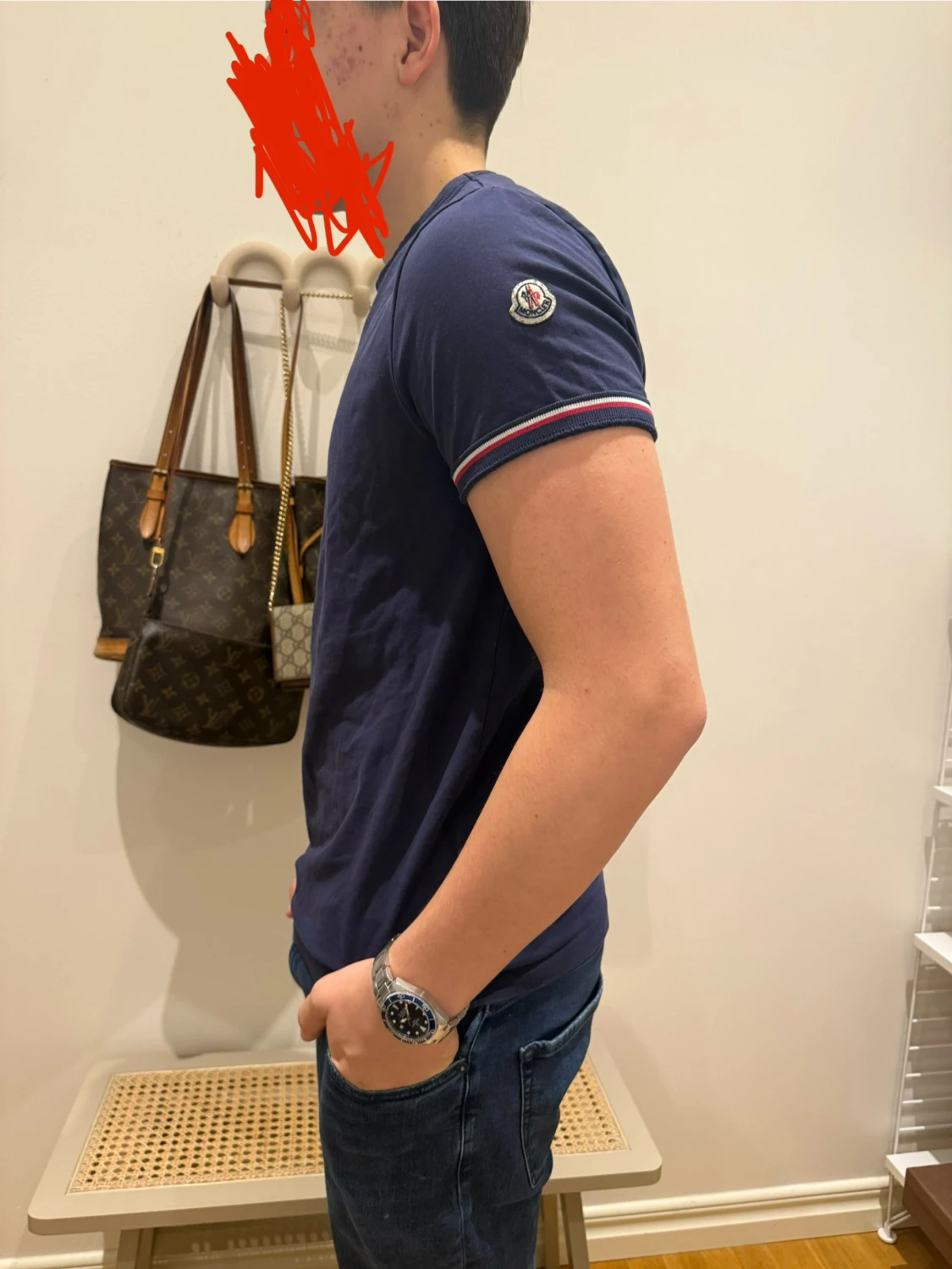 Mörkblå Moncler t-shirt med logga - 2