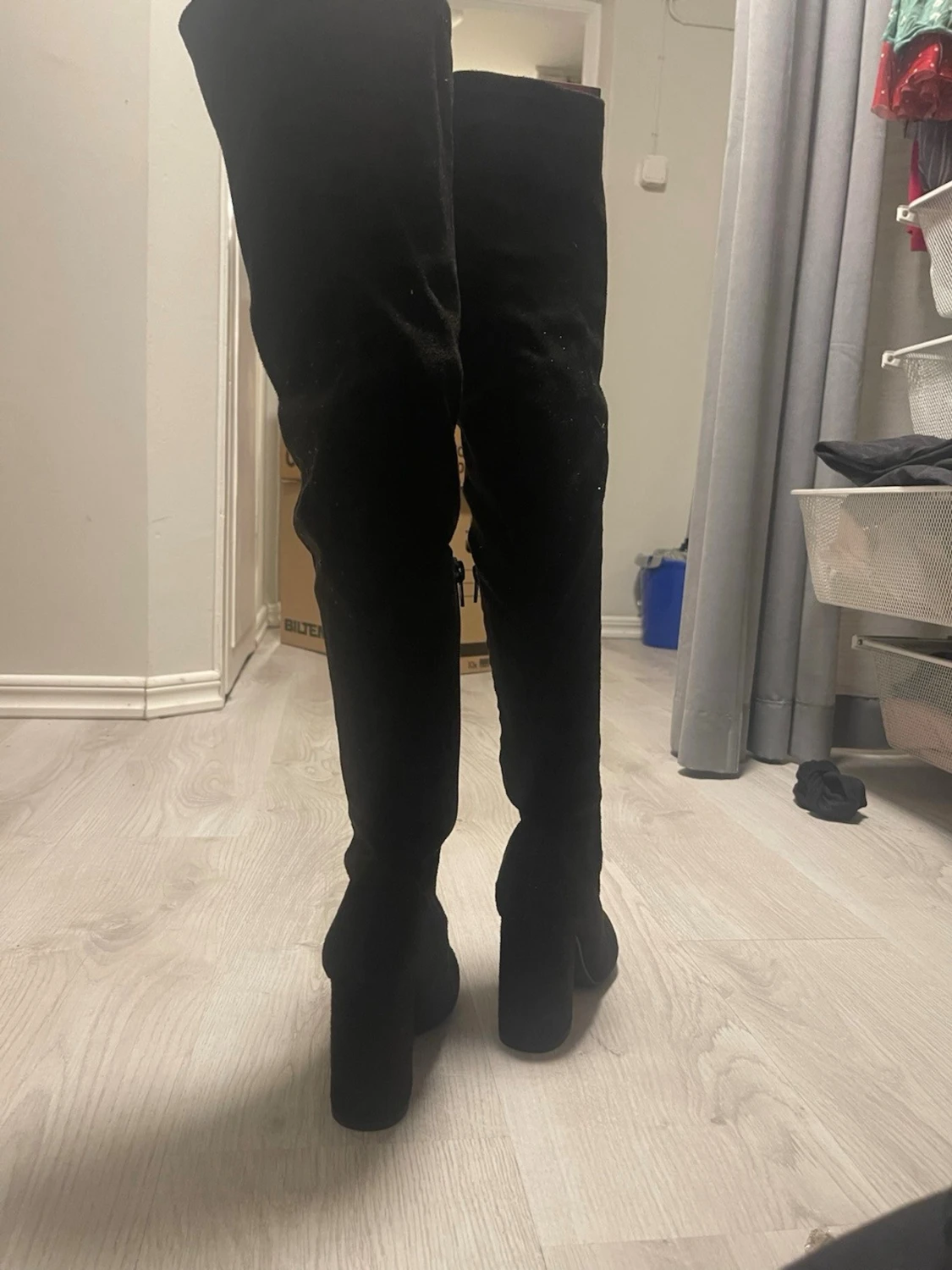 Svarta overknee boots med klack - 3