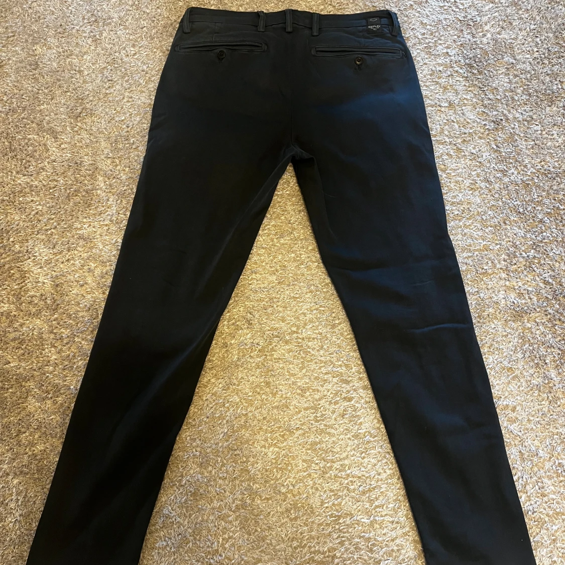 Mörkblå Replay Hyperflex byxor slim - 1