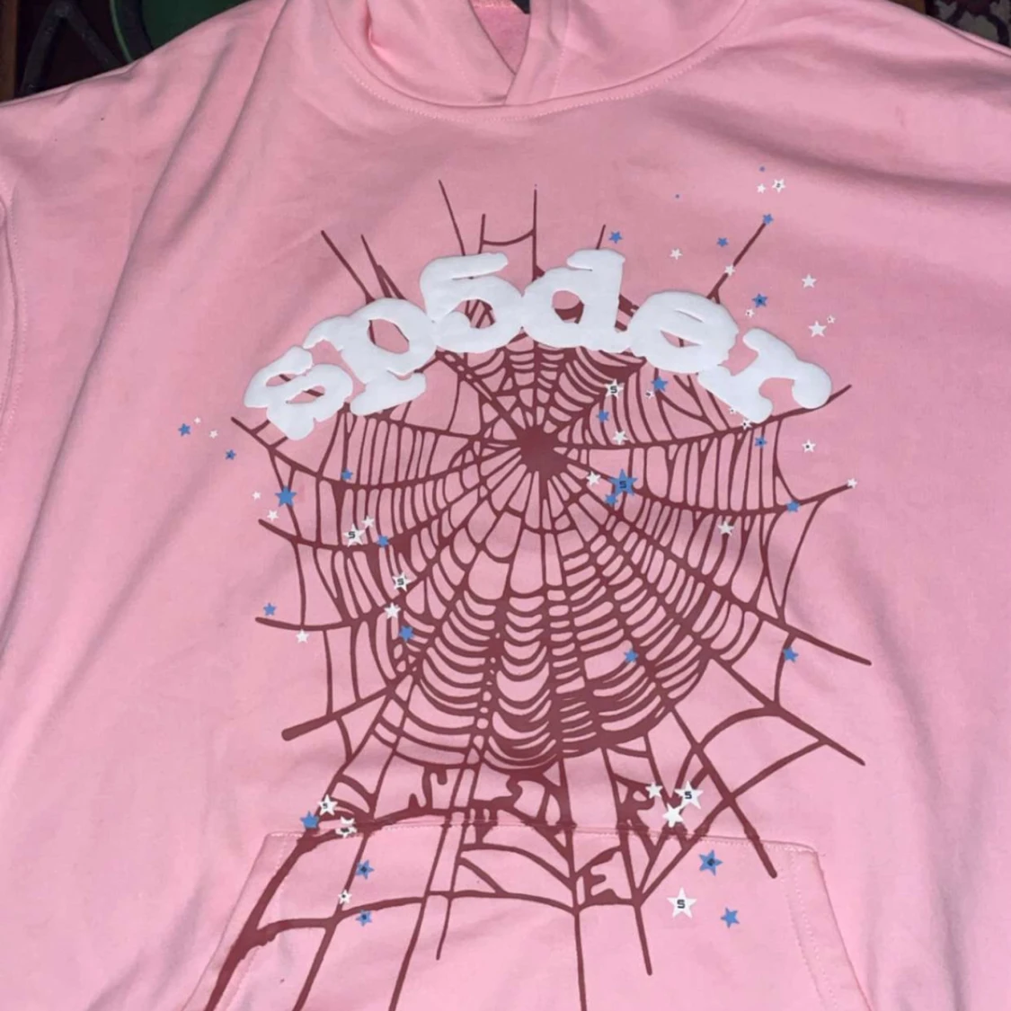 Rosa Sp5der hoodie med spindelnätsprint - 2