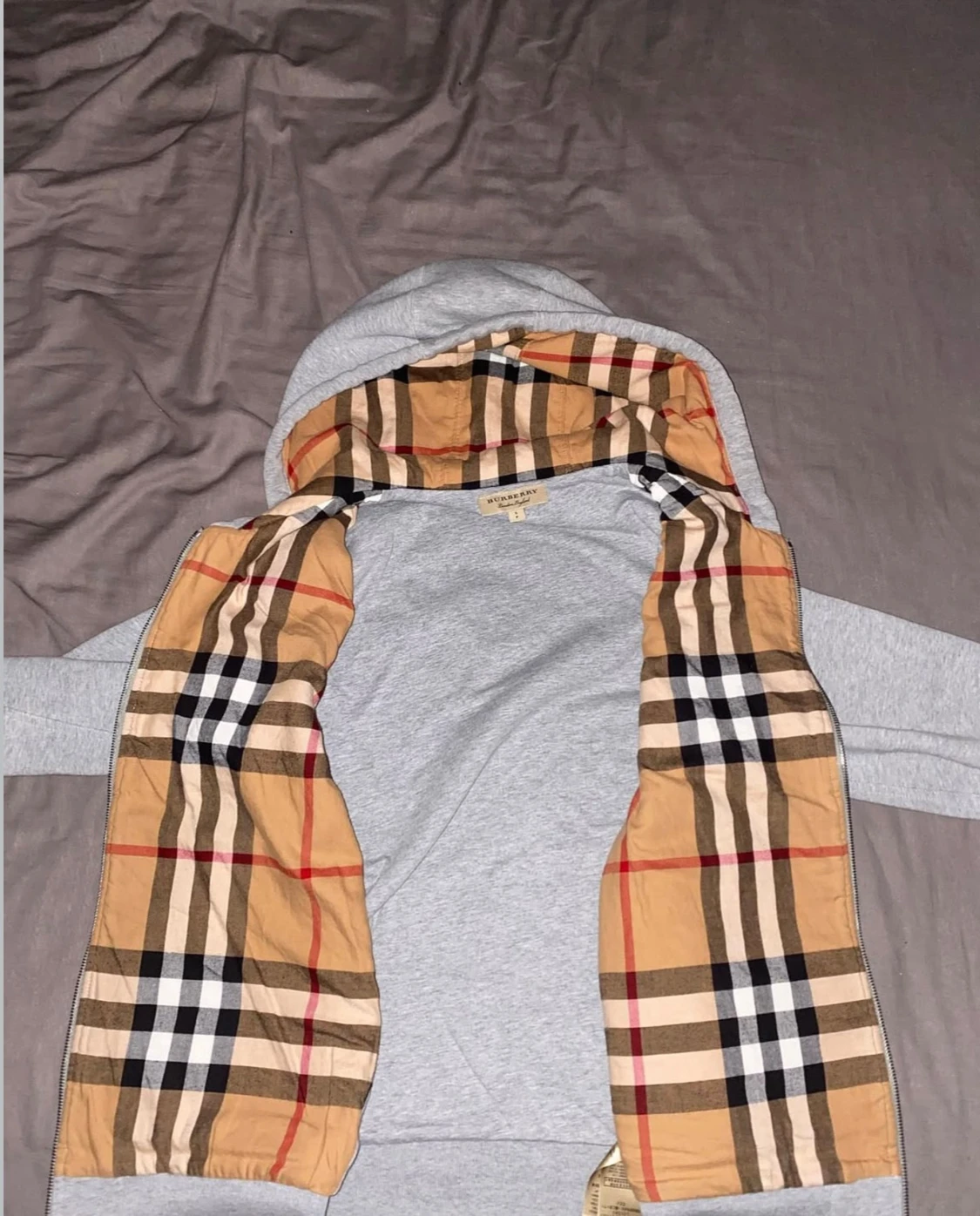 Grå Burberry hoodie med dragkedja - 2