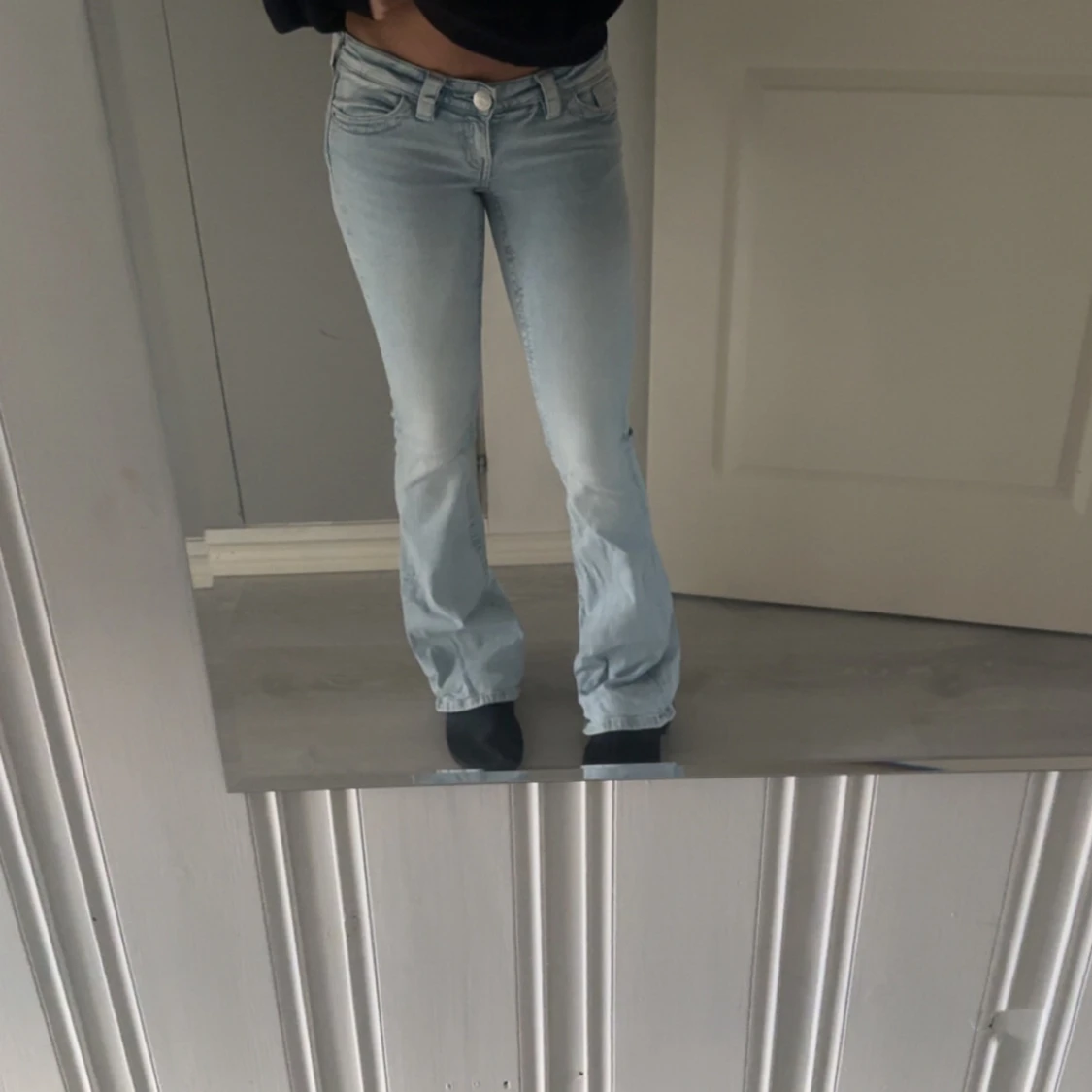 Ljusblå low waist bootcut jeans  - 1