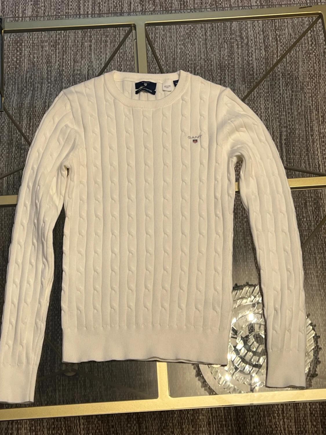 Vit kabelstickad tröja från GANT - 2