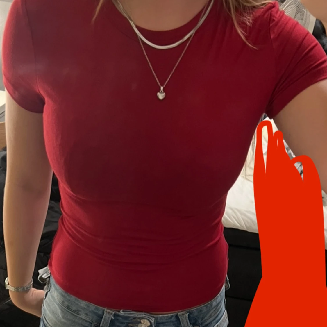 Röd tight kortärmad topp