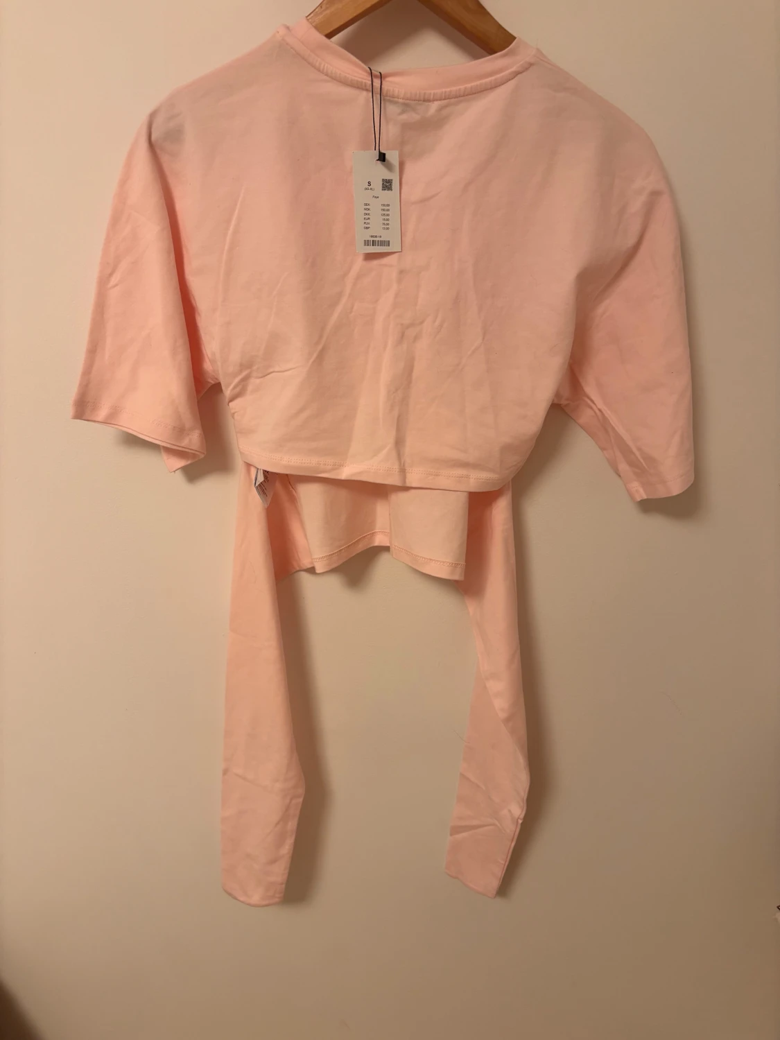 Ljusrosa croppad topp med rosett - 4