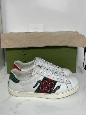 Gucci ace skor  - Säljer nu dessa snygga Gucci ace skor i uk 7,5 som motsvarar storlek 41,5, skriv för fler bilder/frågor🙌🏼