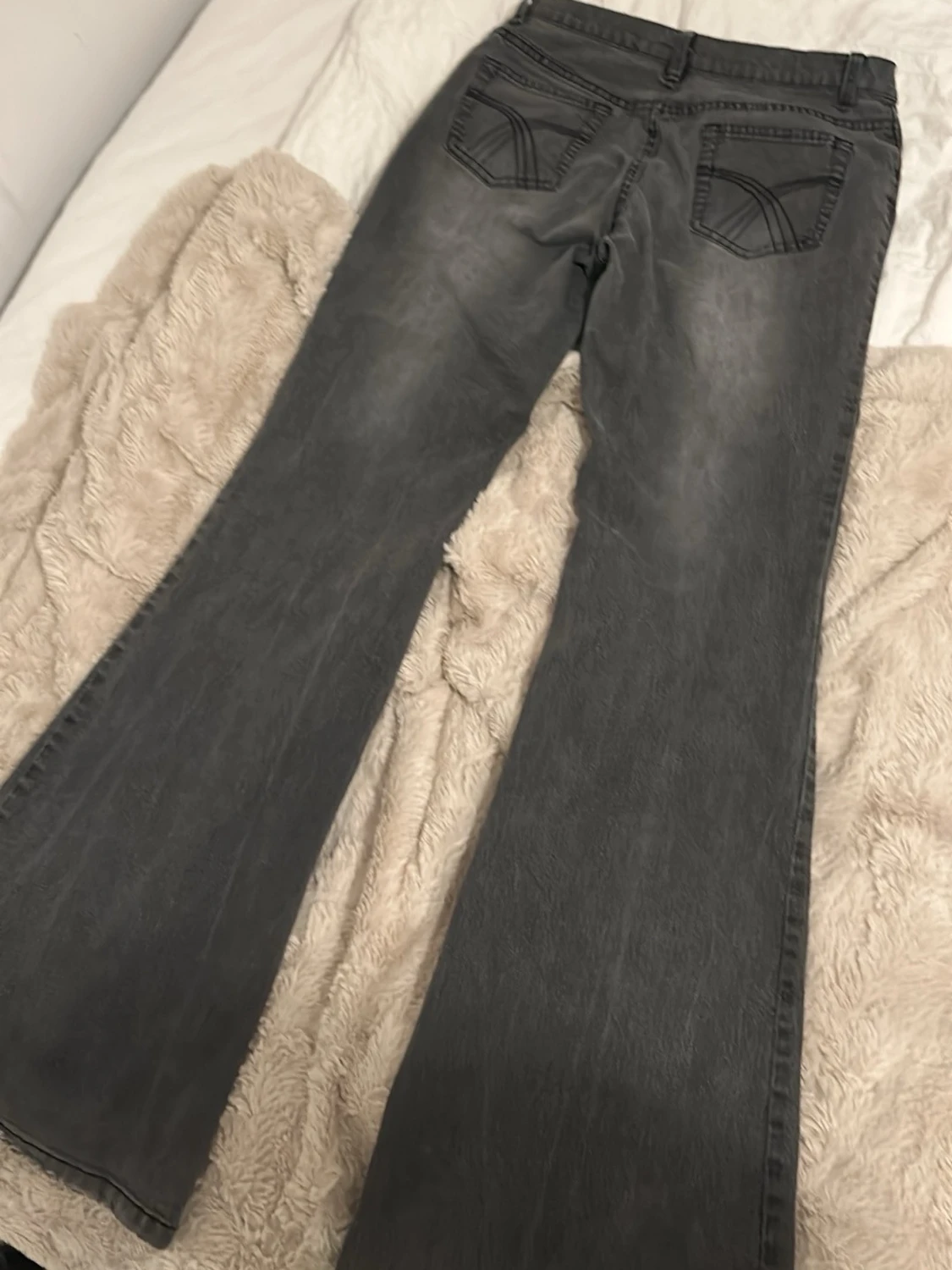 Grå bootcut jeans med låg midja - 3