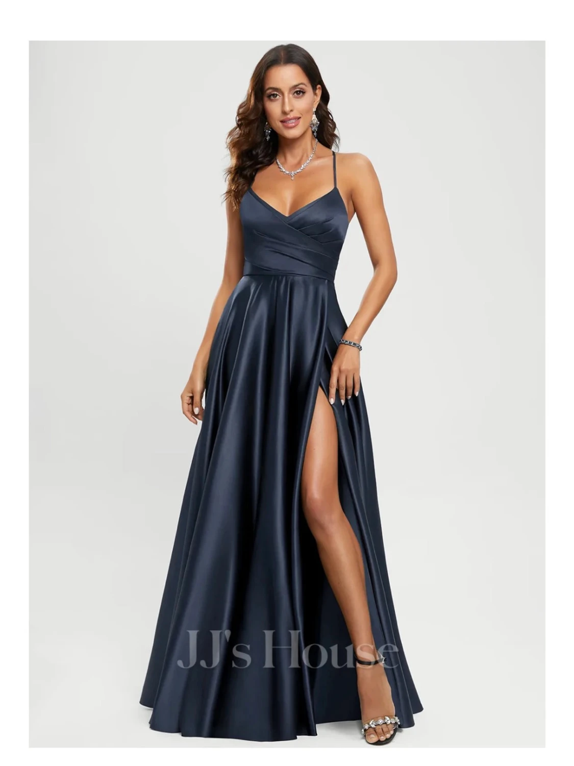 Blå balklänning med slits - 5