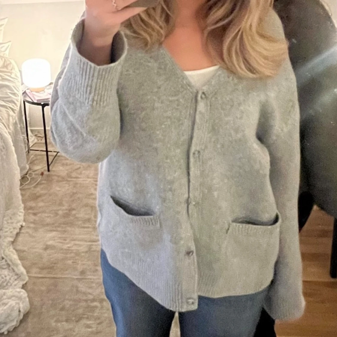 Grå kofta med fickor - 1