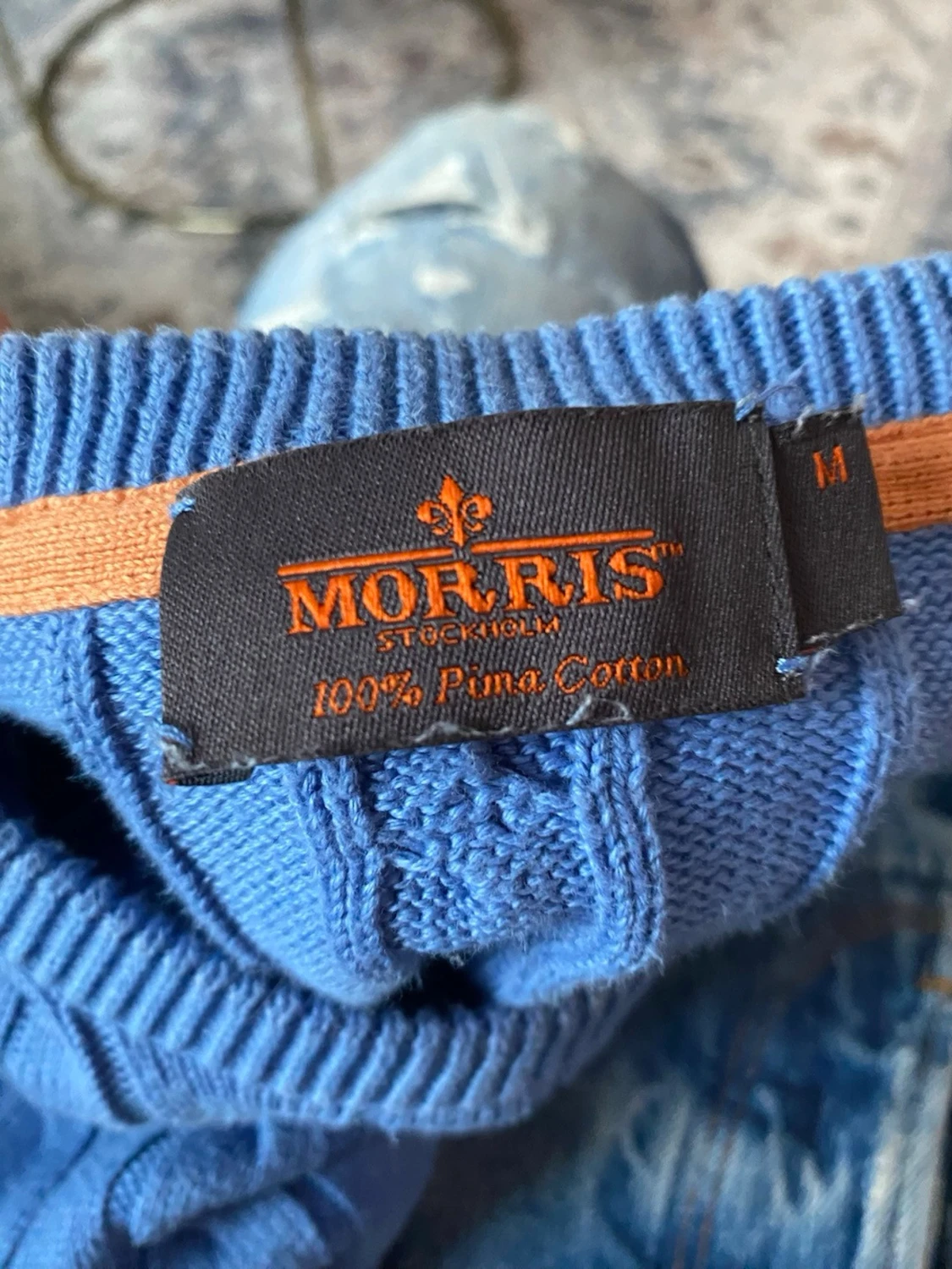 Ljusblå kabelstickad tröja Morris - 4