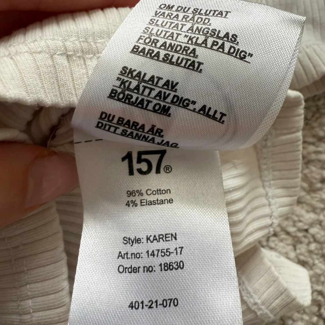 Vit ribbad croppad topp från H&M - 4