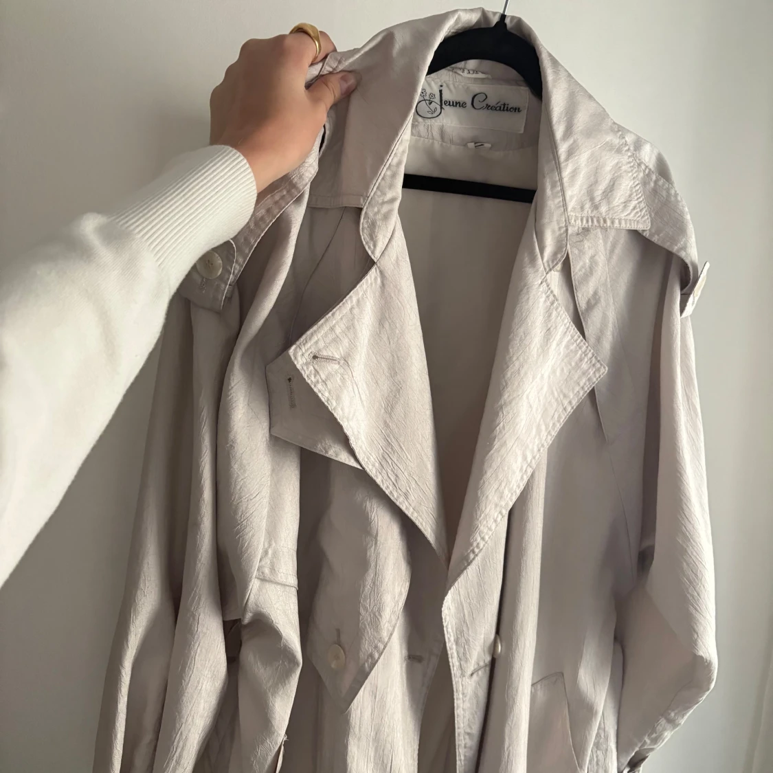 vintage cream trench coat jacket - 1