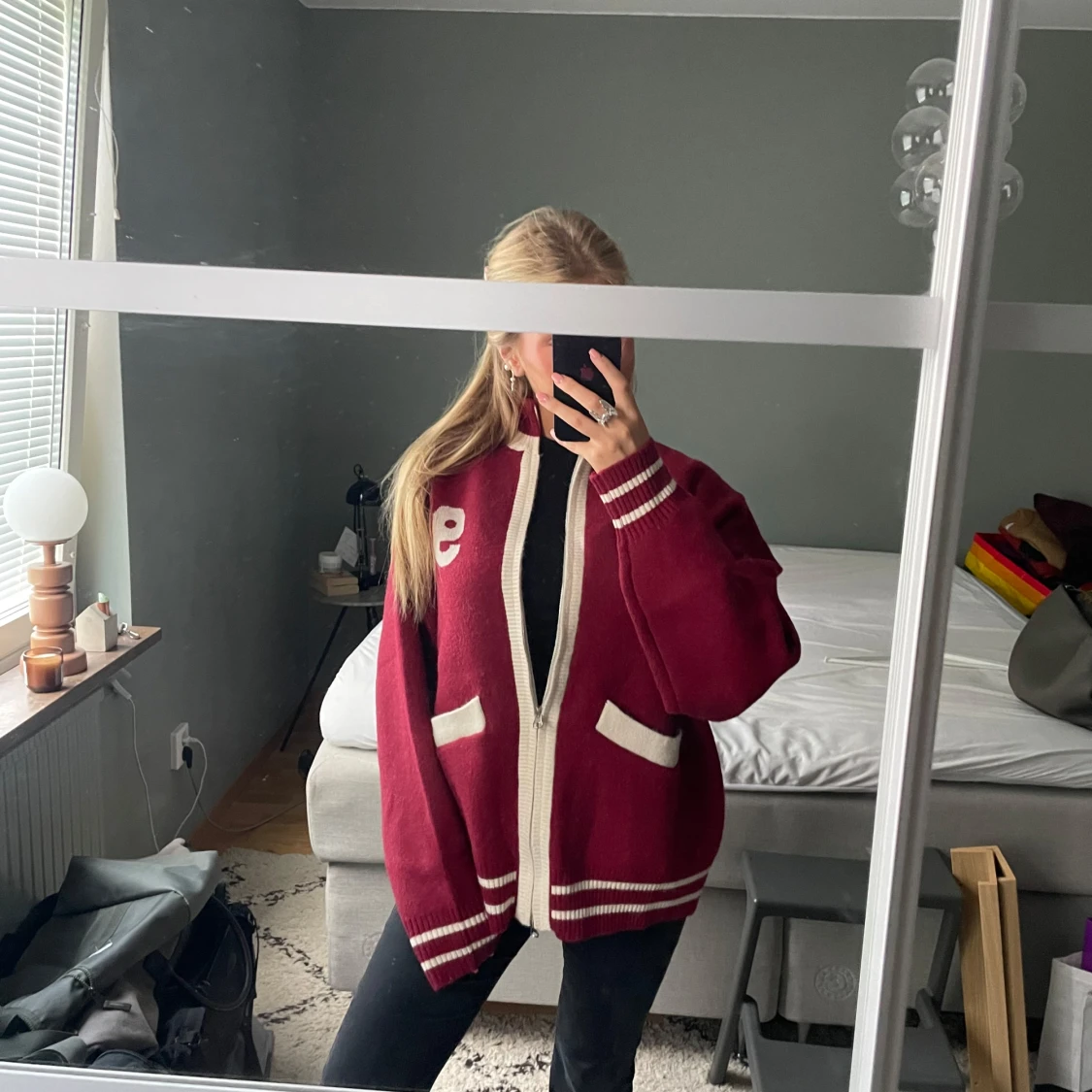 Vinröd cardigan jacka - 2