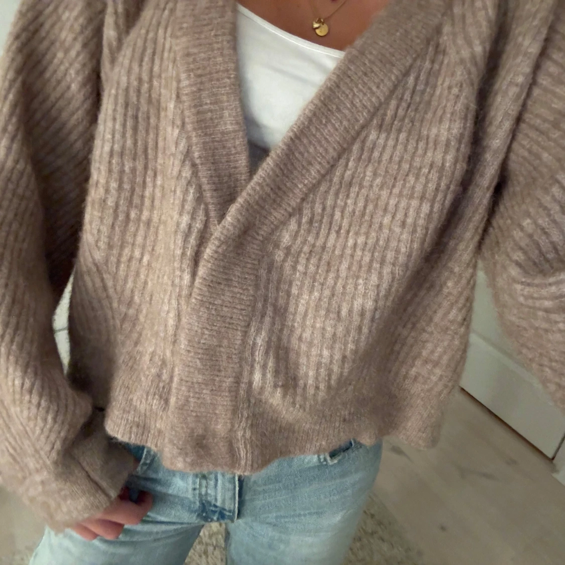 Beige stickad kofta!! - 2