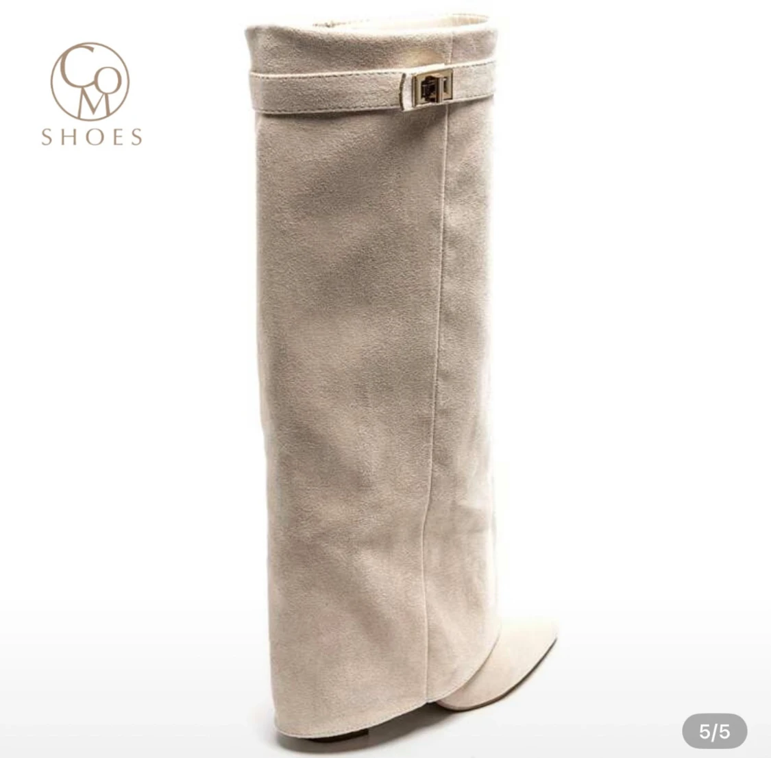 Beige mockastövlar med spetsig tå - 3