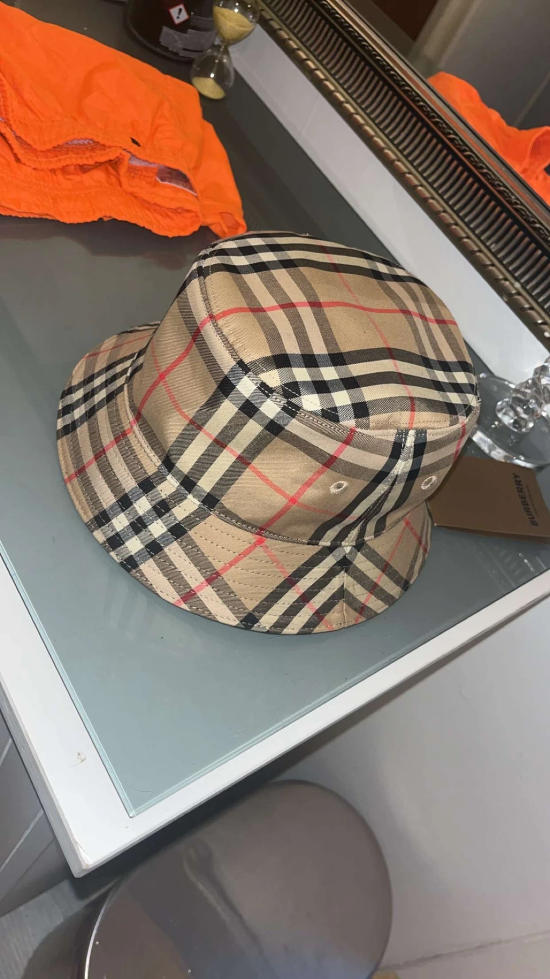 Burberry rutig bucket hat beige