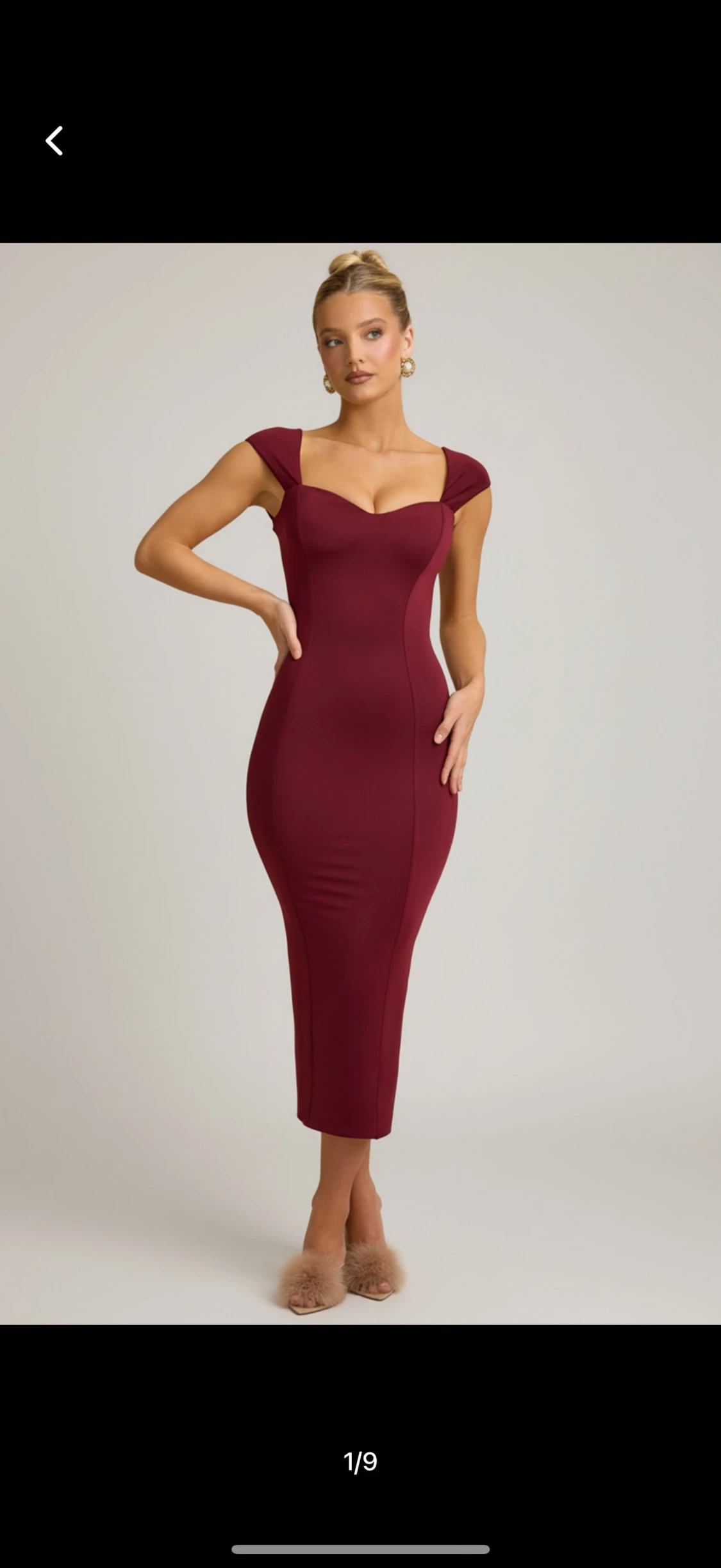 Vinröd långklänning med rosett - 1