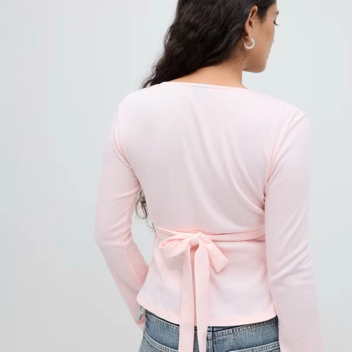 Ljusrosa omlottopp med knytband - 1