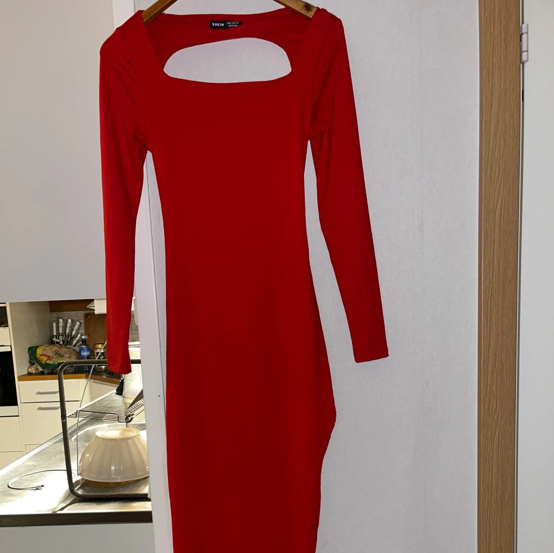 Röd långärmad klänning från SHEIN