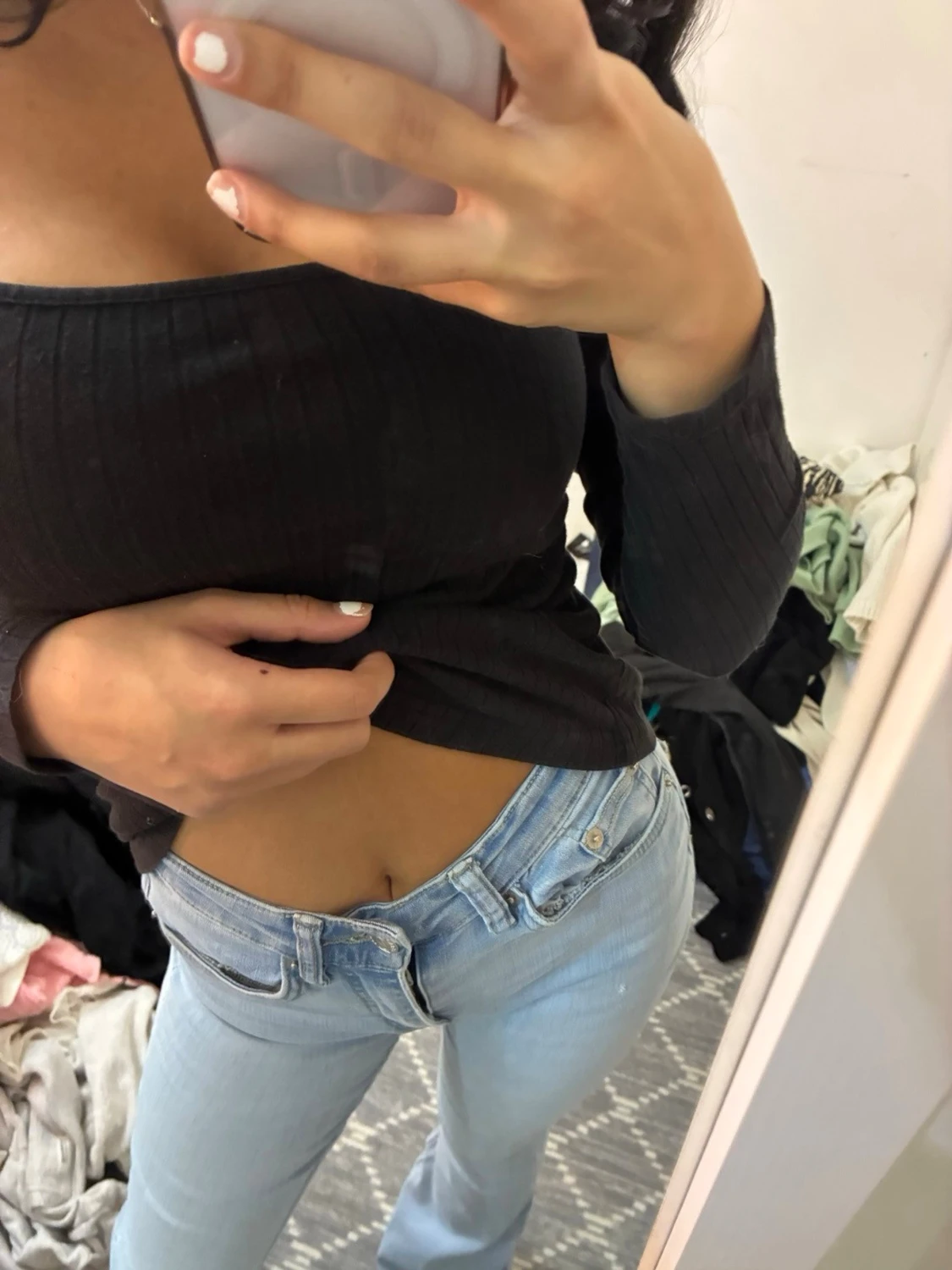 Ljusblå bootcut jeans med låg midja - 2