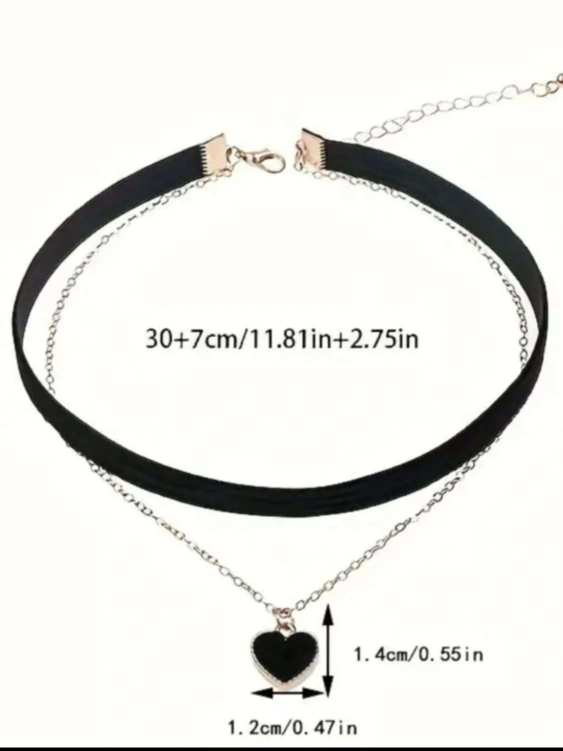 Svart sammet choker med hjärthänge - 2